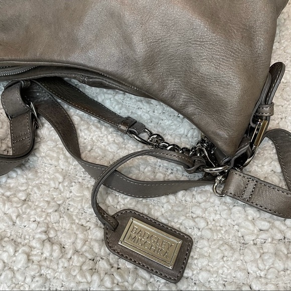 Badgley Mischka Grey Leather Convertible Crossbody - Picture 12 of 12